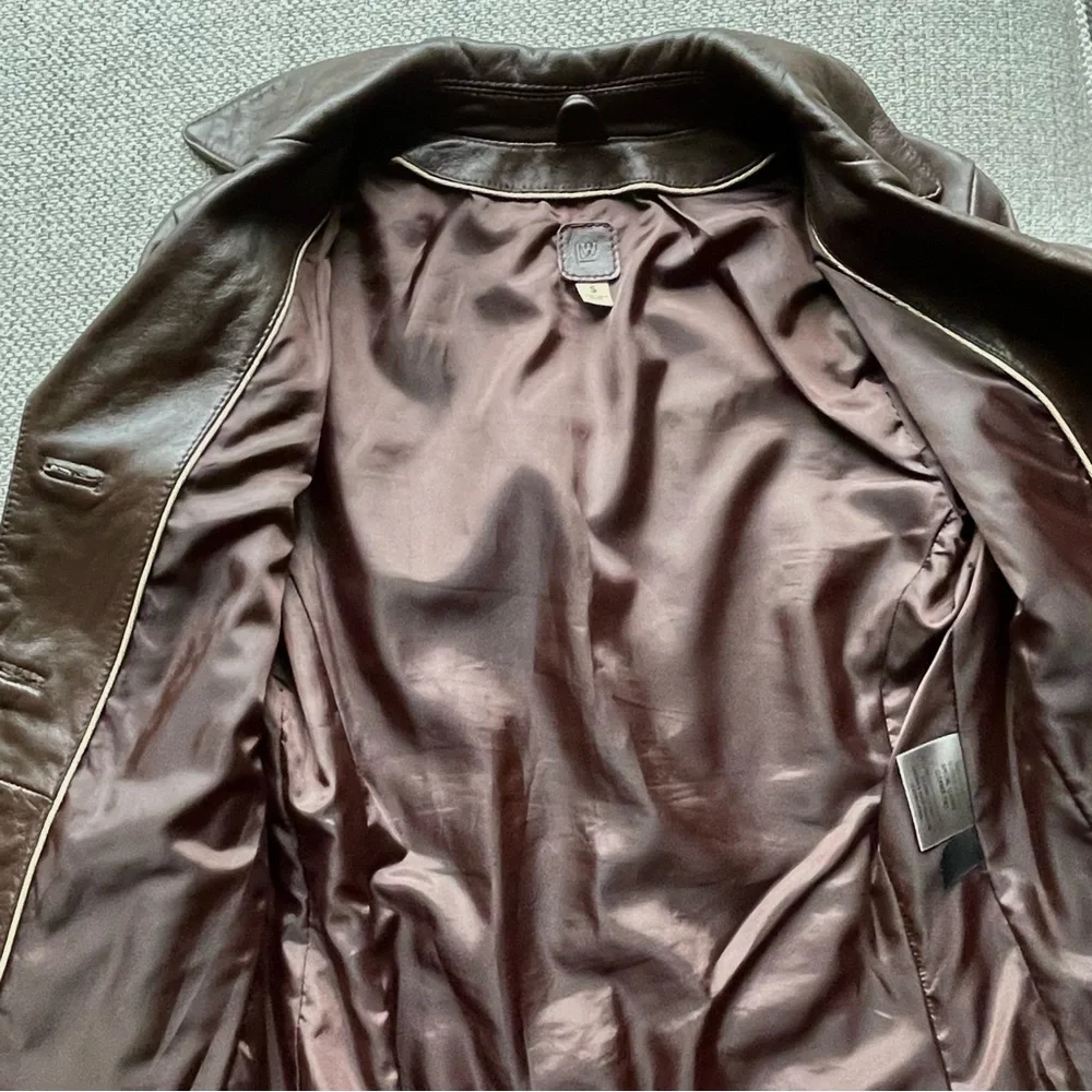 Wilsons Leather Brown Three Button Classic Collar Leather Jacket Size US S - Picture 12 of 16
